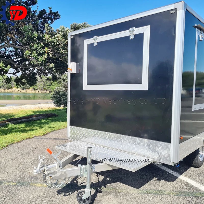 13ft Black Double-Window Multi-Functional BBQ Food Truck for Sale in the USA